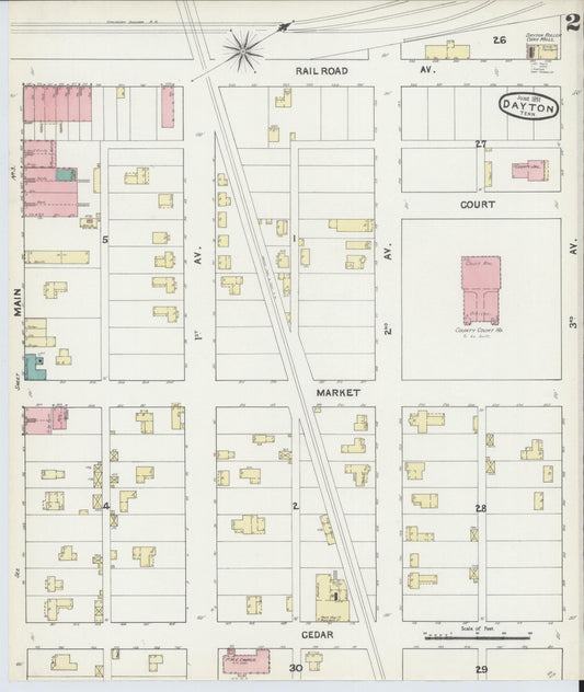 Sanborn Fire Insurance Map from Dayton, Rhea County, Tennessee (1891), Sheet #0002 - Historic Sanborn Fire Insurance Map Print, vintage old map wall art, antique decor, genealogy gift, Tennessee Tennessee map