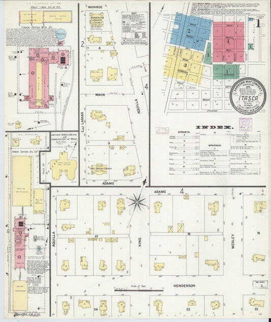 Sanborn Fire Insurance Map from Itasca, Hill County, Texas (1907), Sheet #0001 - Historic Sanborn Fire Insurance Map Print, vintage old map wall art, antique decor, genealogy gift, Texas Texas map