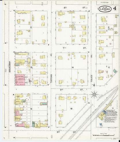 Sanborn Fire Insurance Map from Larned, Pawnee County, Kansas (1892), Sheet #0004 - Complete Map Set gallery image, historic Sanborn map, vintage wall art, Kansas Kansas