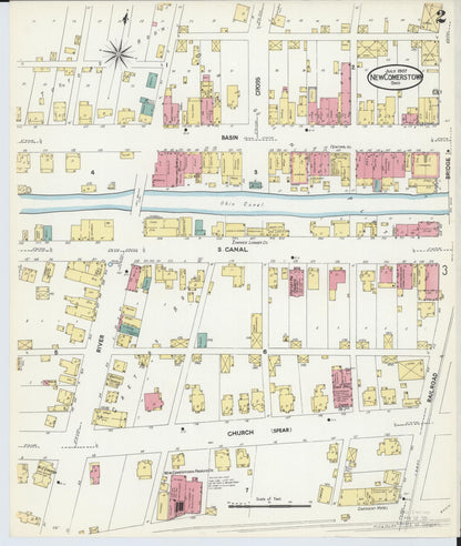Sanborn Fire Insurance Map from Newcomerstown, Tuscarawas County, Ohio (1907), Sheet #0002 - Historic Sanborn Fire Insurance Map Print, vintage old map wall art, antique decor, genealogy gift, Ohio Ohio map