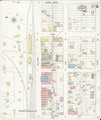 Sanborn Fire Insurance Map from Gallup, Mckinley County, New Mexico (1898), Sheet #0003 - Complete Map Set gallery image, historic Sanborn map, vintage wall art, New Mexico New Mexico