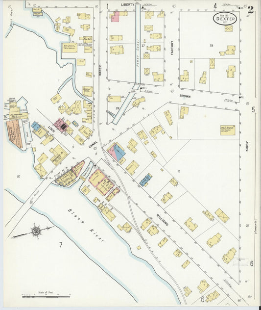 Sanborn Fire Insurance Map from Dexter, Jefferson County, New York (1911), Sheet #0002 - Historic Sanborn Fire Insurance Map Print, vintage old map wall art, antique decor, genealogy gift, New York New York map