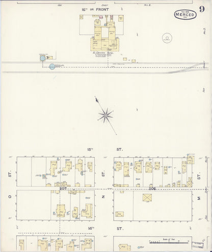 Sanborn Fire Insurance Map from Merced, Merced County, California (1888), Sheet #0009 - Complete Map Set gallery image, historic Sanborn map, vintage wall art, California California