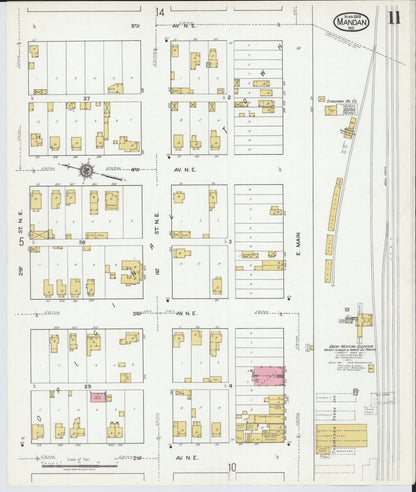 Sanborn Fire Insurance Map from Mandan, Morton County, North Dakota (1919), Sheet #0011 - Complete Map Set gallery image, historic Sanborn map, vintage wall art, North Dakota North Dakota