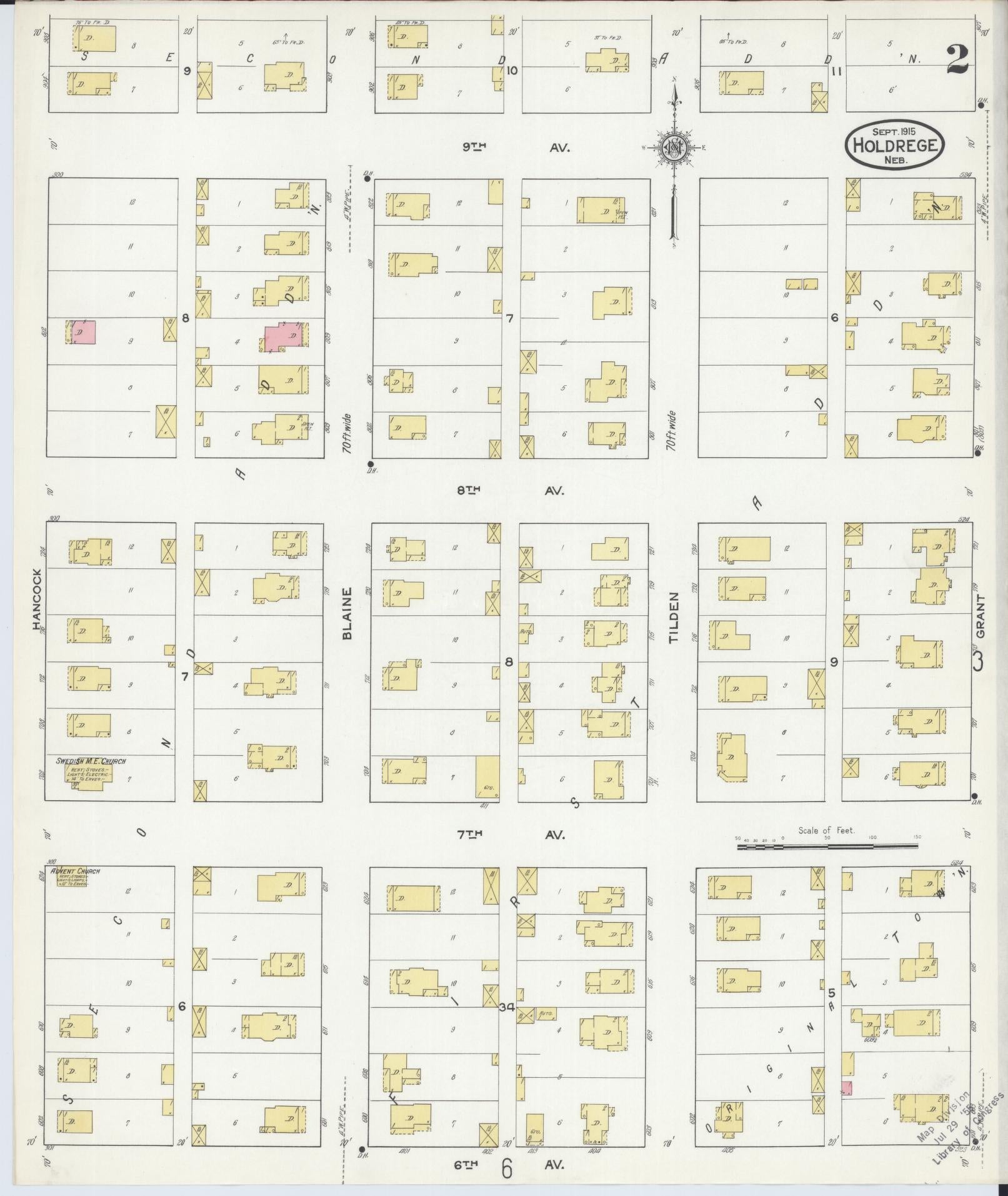 Sanborn Fire Insurance Map from Holdrege, Phelps County, Nebraska (1915), Sheet #0002 - Historic Sanborn Fire Insurance Map Print, vintage old map wall art, antique decor, genealogy gift, Nebraska Nebraska map