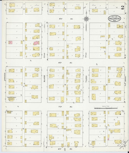Sanborn Fire Insurance Map from Holdrege, Phelps County, Nebraska (1915), Sheet #0002 - Historic Sanborn Fire Insurance Map Print, vintage old map wall art, antique decor, genealogy gift, Nebraska Nebraska map