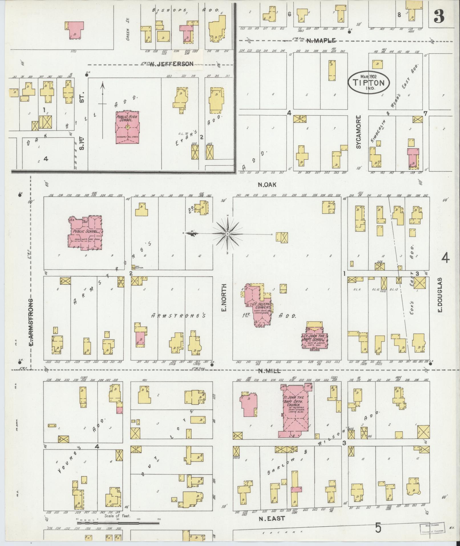 Sanborn Fire Insurance Map from Tipton, Tipton County, Indiana (1902), Sheet #0003 - Complete Map Set gallery image, historic Sanborn map, vintage wall art, Indiana Indiana
