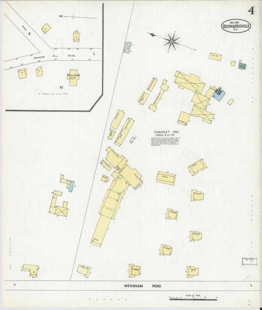 Sanborn Fire Insurance Map from Bernardsville, Somerset County, New Jersey (1901), Sheet #0004 - Historic Sanborn Fire Insurance Map Print, vintage old map wall art, antique decor, genealogy gift, New Jersey New Jersey map