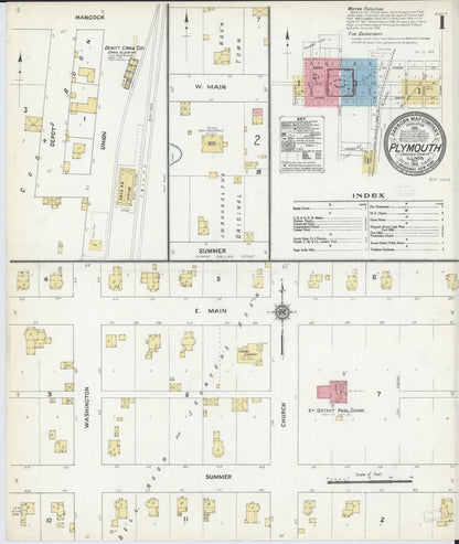 Sanborn Fire Insurance Map from Plymouth, Hancock County, Illinois (1912), Sheet #0001 - Complete Map Set gallery image, historic Sanborn map, vintage wall art, Illinois Illinois