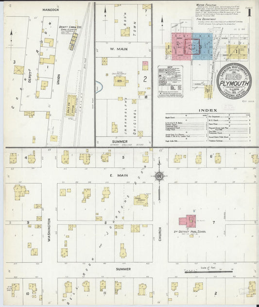 Sanborn Fire Insurance Map from Plymouth, Hancock County, Illinois (1912), Sheet #0001 - Complete Map Set gallery image, historic Sanborn map, vintage wall art, Illinois Illinois