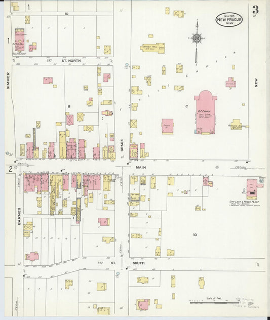 Sanborn Fire Insurance Map from New Prague, Scott And Le Sueur, Minnesota (1910), Sheet #0003 - Historic Sanborn Fire Insurance Map Print, vintage old map wall art, antique decor, genealogy gift, Minnesota Minnesota map