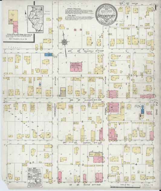 Sanborn Fire Insurance Map from Brookport, Massac County, Illinois (1921), Sheet #0001 - Complete Map Set gallery image, historic Sanborn map, vintage wall art, Illinois Illinois