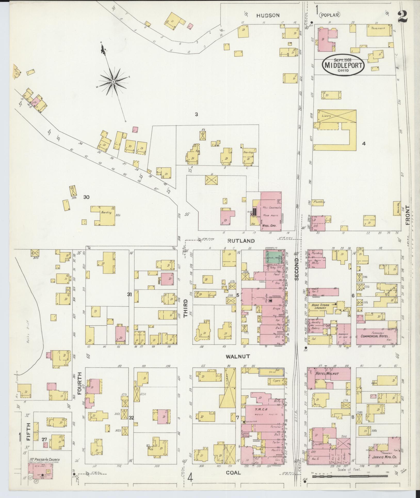 Sanborn Fire Insurance Map from Middleport, Meigs County, Ohio (1908), Sheet #0002 - Complete Map Set gallery image, historic Sanborn map, vintage wall art, Ohio Ohio