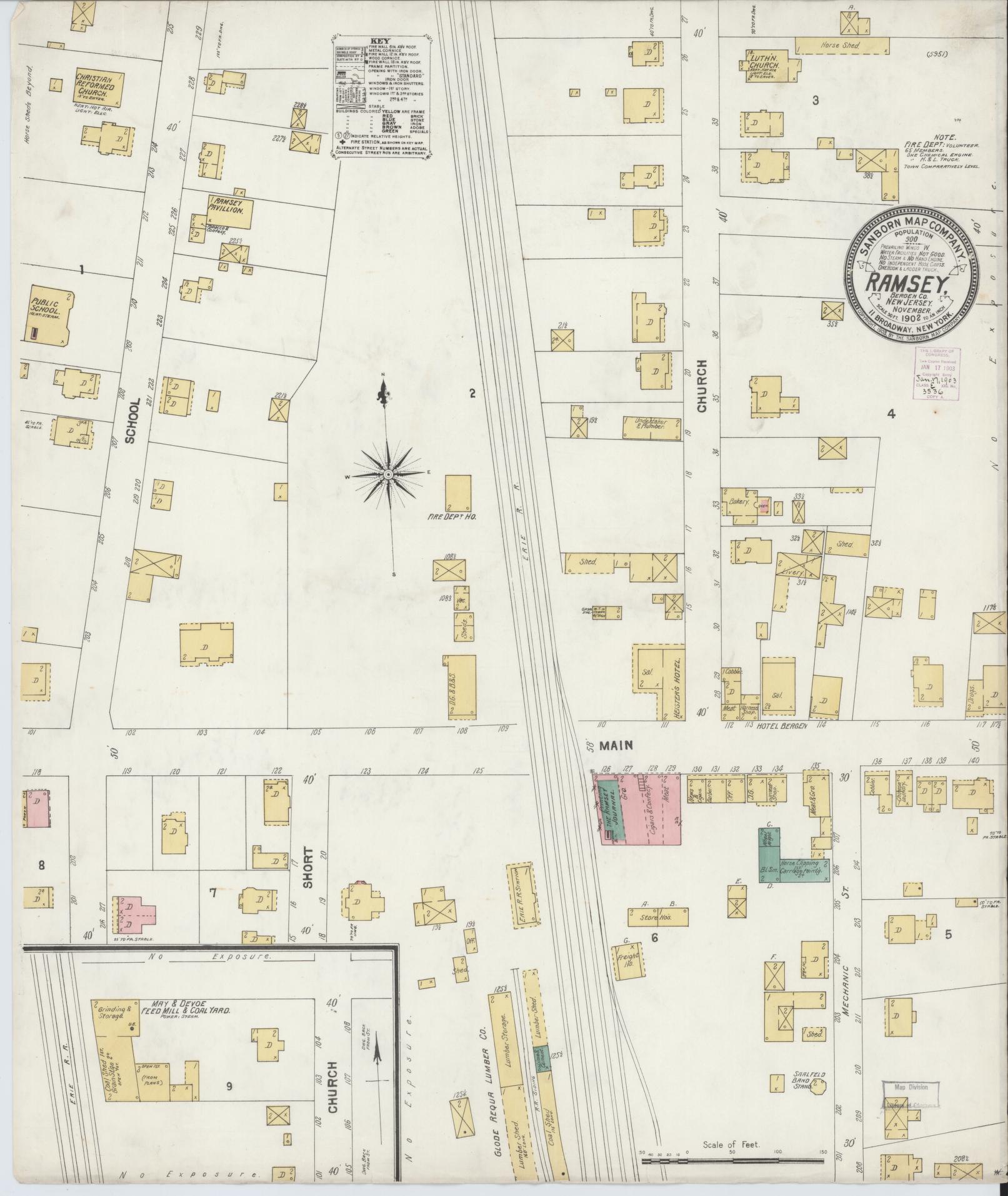Sanborn Fire Insurance Map from Ramsey, Bergen County, New Jersey. (1902) – Historic Sanborn Fire Insurance Map Print