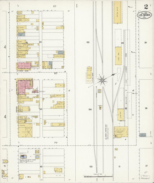 Sanborn Fire Insurance Map from Los Banos, Merced County, California (1908), Sheet #0002 - Historic Sanborn Fire Insurance Map Print, vintage old map wall art, antique decor, genealogy gift, California California map