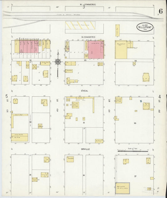 Sanborn Fire Insurance Map from Wills Point, Van Zandt County, Texas (1912), Sheet #0006 - Historic Sanborn Fire Insurance Map Print, vintage old map wall art, antique decor, genealogy gift, Texas Texas map