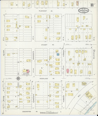 Sanborn Fire Insurance Map from Crookston, Polk County, Minnesota (1913), Sheet #0011 - Complete Map Set gallery image, historic Sanborn map, vintage wall art, Minnesota Minnesota