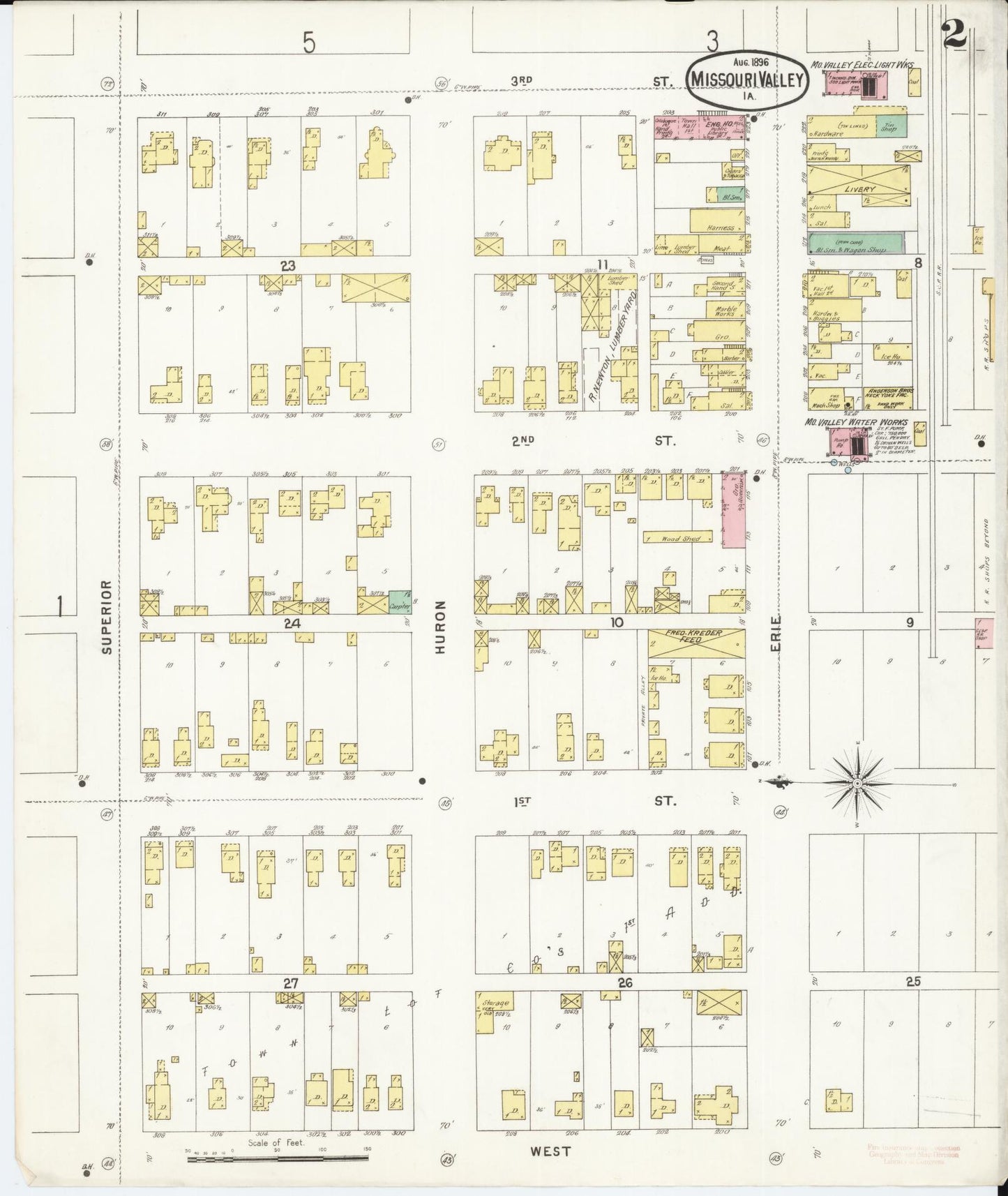 Sanborn Fire Insurance Map from Missouri Valley, Harrison County, Iowa (1896), Sheet #0002 - Historic Sanborn Fire Insurance Map Print