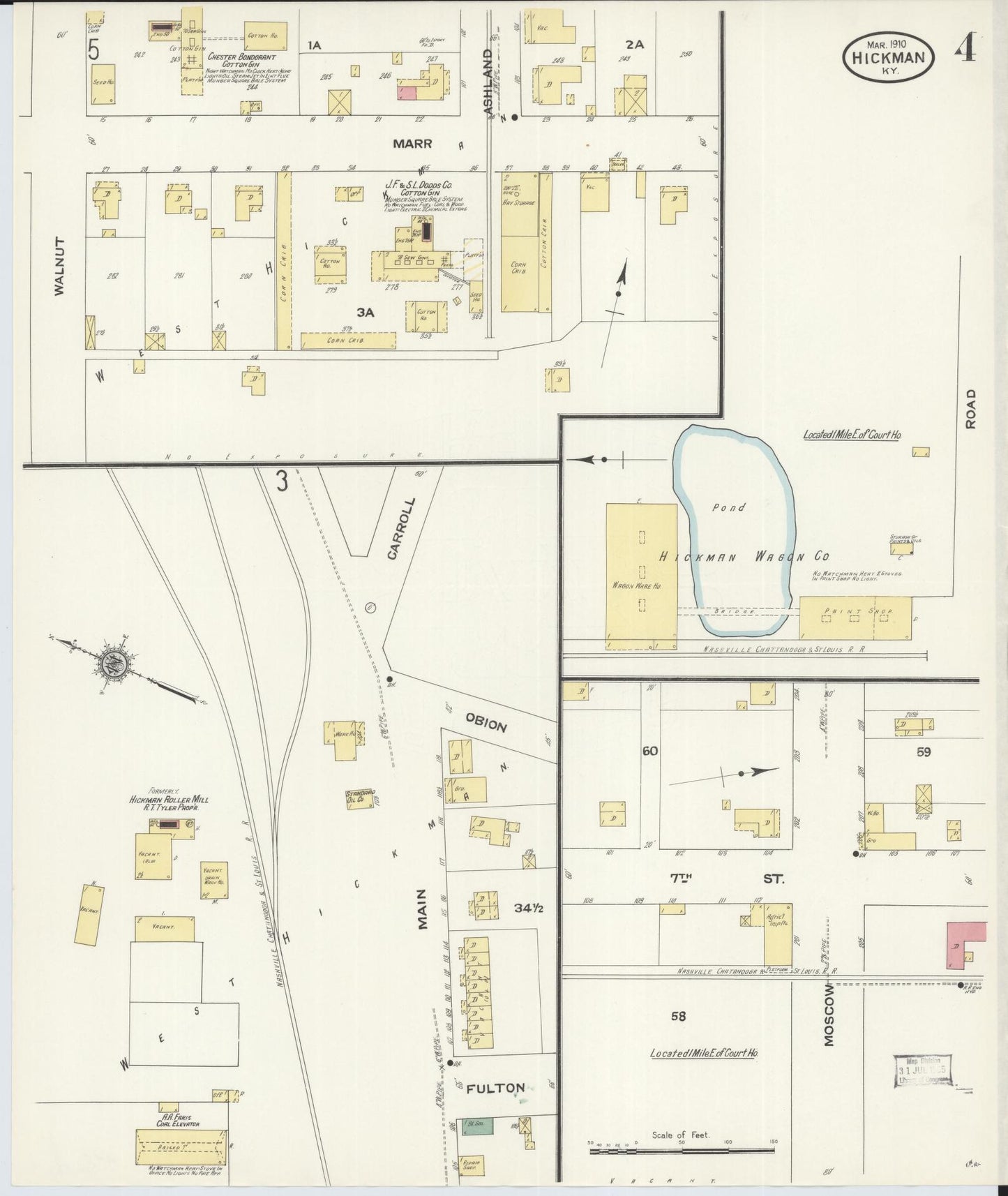 Sanborn Fire Insurance Map from Hickman, Fulton County, Kentucky (1910), Sheet #0004 - Complete Map Set gallery image, historic Sanborn map, vintage wall art, Kentucky Kentucky