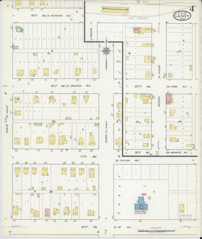 Sanborn Fire Insurance Map from Caney, Montgomery County, Kansas (1917), Sheet #0004 - Complete Map Set gallery image, historic Sanborn map, vintage wall art, Kansas Kansas
