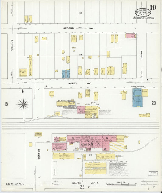 Sanborn Fire Insurance Map from Westfield, Union County, New Jersey (1909), Sheet #0019 - Historic Sanborn Fire Insurance Map Print, vintage old map wall art, antique decor, genealogy gift, New Jersey New Jersey map