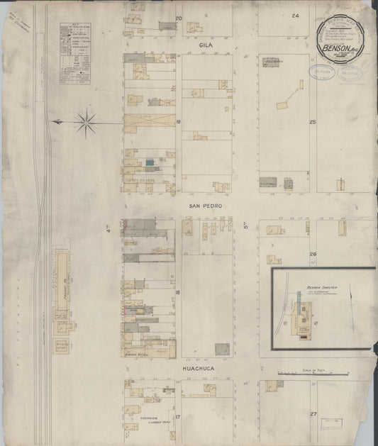 Sanborn Fire Insurance Map from Benson, Cochise County, Arizona. (1898) – Historic Sanborn Fire Insurance Map Print