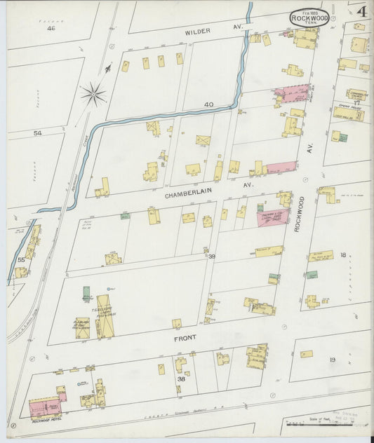 Sanborn Fire Insurance Map from Rockwood, Roane County, Tennessee (1893), Sheet #0004 - Historic Sanborn Fire Insurance Map Print, vintage old map wall art, antique decor, genealogy gift, Tennessee Tennessee map