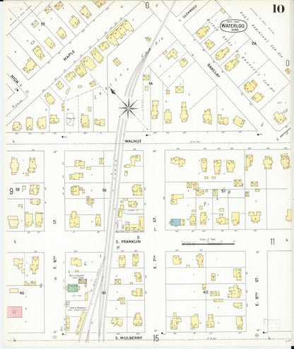 Sanborn Fire Insurance Map from Waterloo, Black Hawk County, Iowa (1900), Sheet #0010 - Historic Sanborn Fire Insurance Map Print, vintage old map wall art