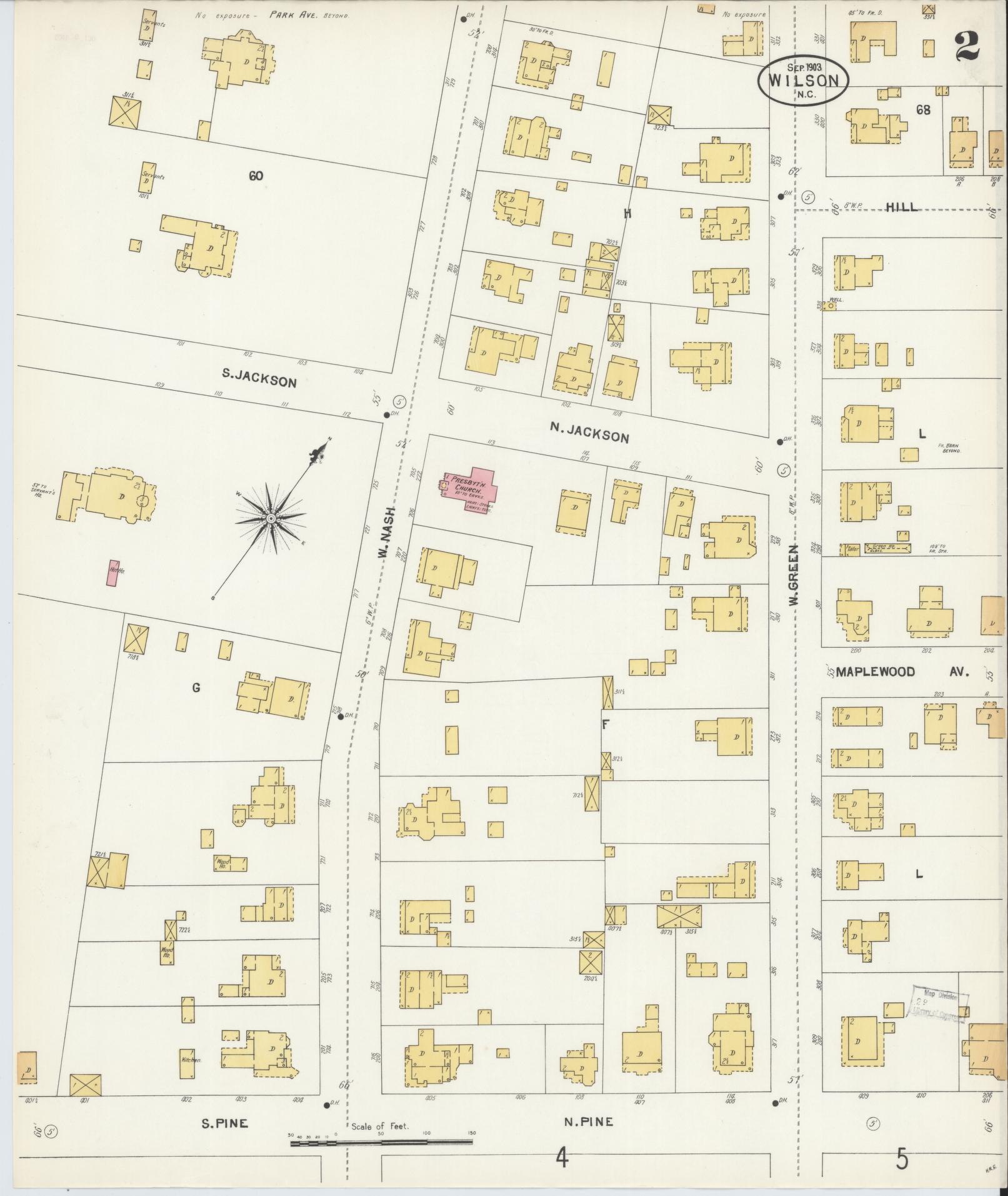 Sanborn Fire Insurance Map from Wilson, Wilson County, North Carolina (1903), Sheet #0002 - Complete Map Set gallery image, historic Sanborn map, vintage wall art, North Carolina North Carolina