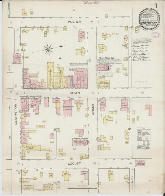 Sanborn Fire Insurance Map from Versailles, Woodford County, Kentucky. (1886) – Historic Sanborn Fire Insurance Map Print