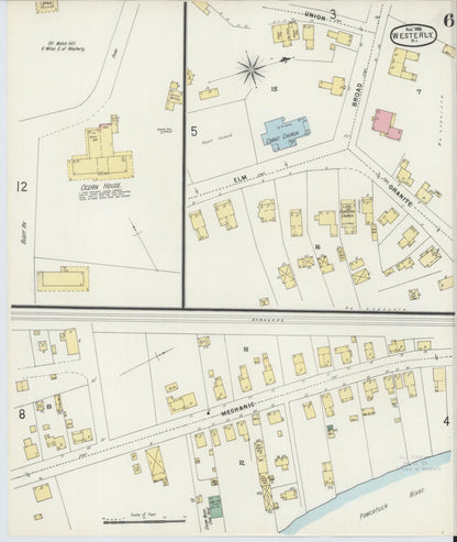Sanborn Fire Insurance Map from Westerly, Washington County, Rhode Island (1896), Sheet #0006 - Complete Map Set gallery image, historic Sanborn map, vintage wall art, Rhode Island Rhode Island