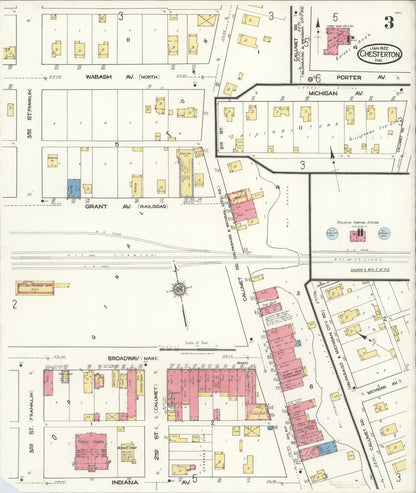 Sanborn Fire Insurance Map from Chesterton, Porter County, Indiana (1922), Sheet #0003 - Complete Map Set gallery image, historic Sanborn map, vintage wall art, Indiana Indiana