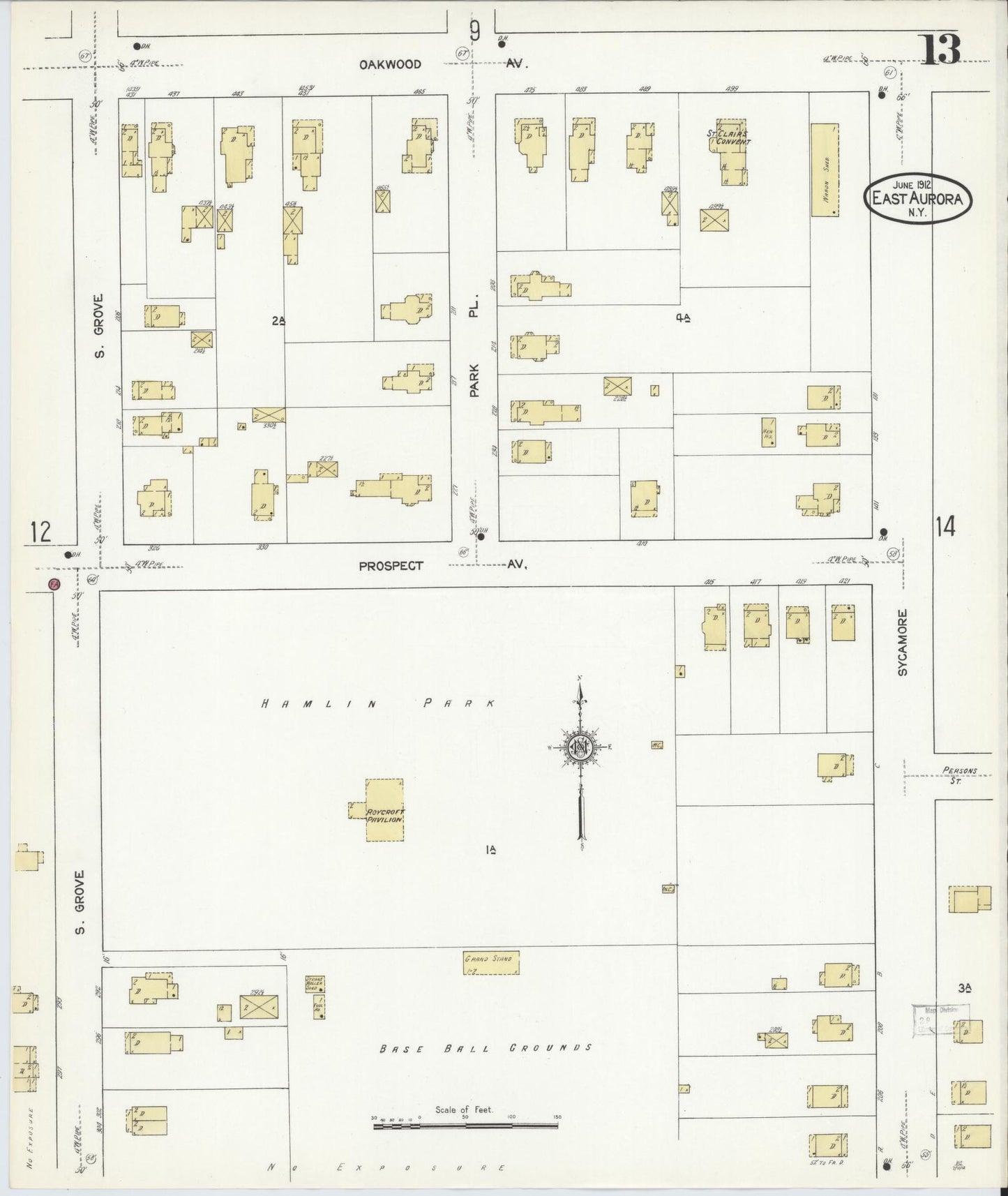 Sanborn Fire Insurance Map from East Aurora, Erie County, New York (1912), Sheet #0013 - Complete Map Set gallery image, historic Sanborn map, vintage wall art, New York New York