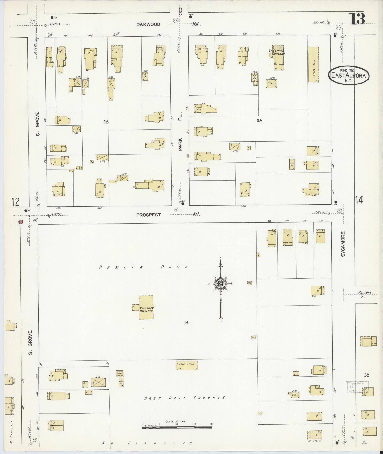 Sanborn Fire Insurance Map from East Aurora, Erie County, New York (1912), Sheet #0013 - Complete Map Set gallery image, historic Sanborn map, vintage wall art, New York New York
