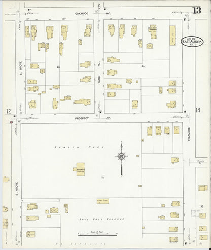 Sanborn Fire Insurance Map from East Aurora, Erie County, New York (1912), Sheet #0013 - Complete Map Set gallery image, historic Sanborn map, vintage wall art, New York New York
