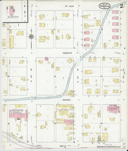 Sanborn Fire Insurance Map from Vandalia, Fayette County, Illinois (1912), Sheet #0002 - Complete Map Set gallery image, historic Sanborn map, vintage wall art, Illinois Illinois