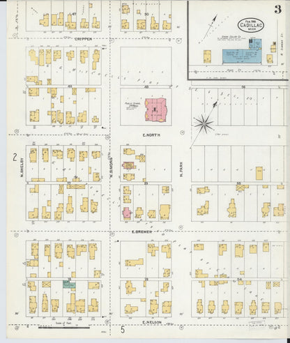 Sanborn Fire Insurance Map from Cadillac, Wexford County, Michigan (1906), Sheet #0003 - Complete Map Set gallery image, historic Sanborn map, vintage wall art, Michigan Michigan