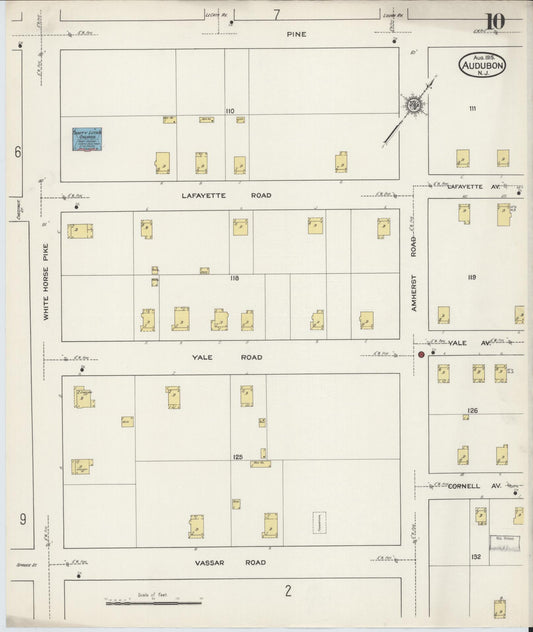 Sanborn Fire Insurance Map from Audubon, Camden County, New Jersey (1915), Sheet #0010 - Historic Sanborn Fire Insurance Map Print, vintage old map wall art, antique decor, genealogy gift, New Jersey New Jersey map