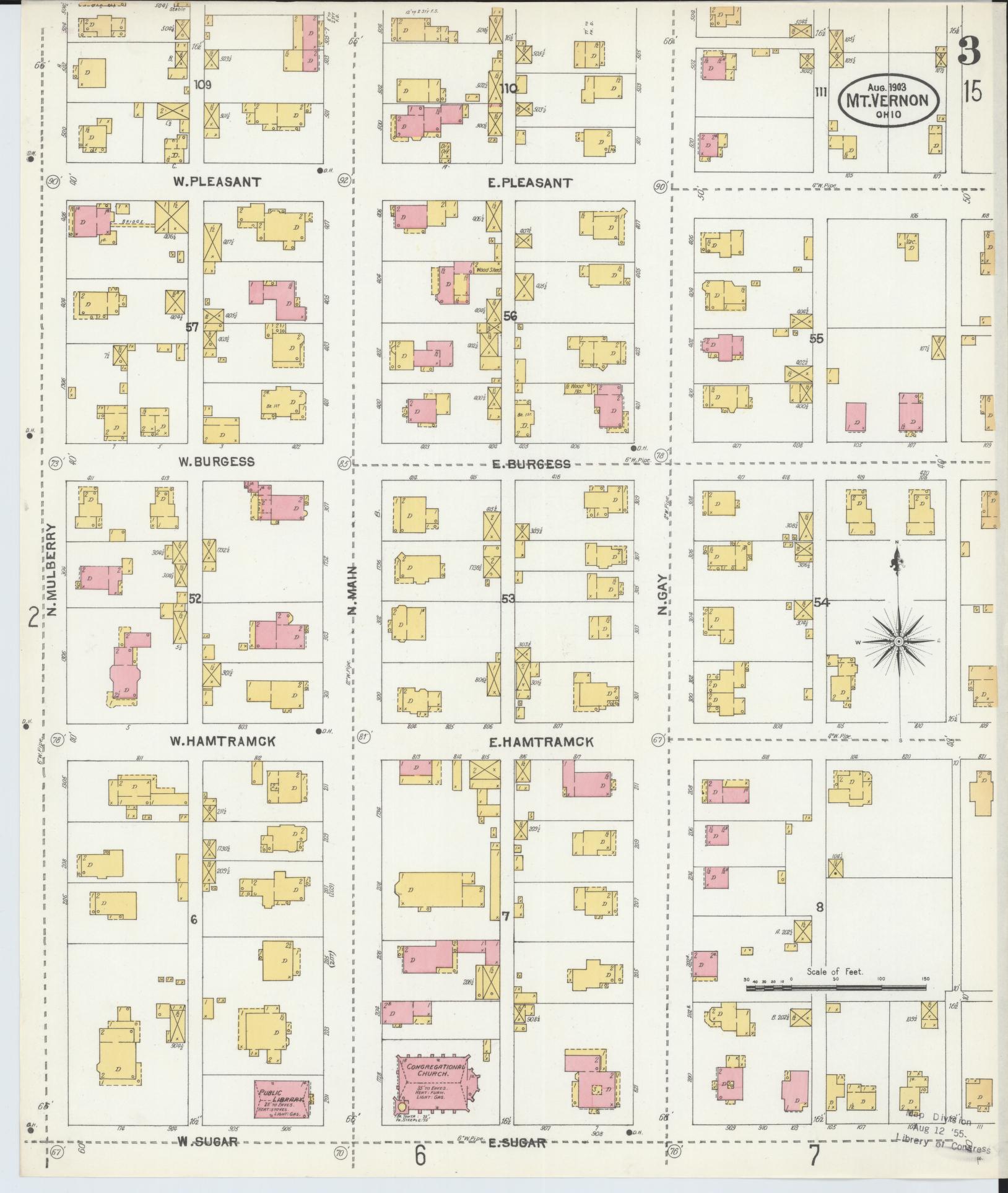 Sanborn Fire Insurance Map from Mount Vernon, Knox County, Ohio (1903), Sheet #0003 - Complete Map Set gallery image, historic Sanborn map, vintage wall art, Ohio Ohio