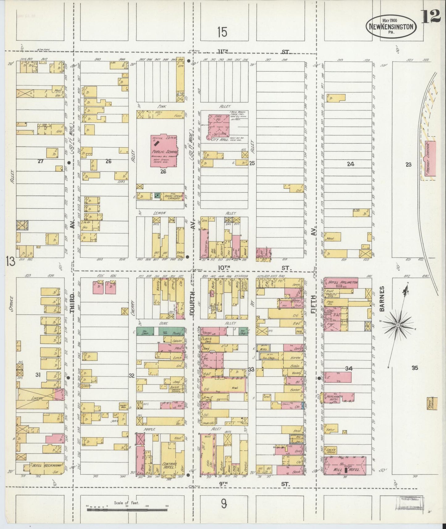 Sanborn Fire Insurance Map from New Kensington, Westmoreland County, Pennsylvania (1900), Sheet #0012 - Complete Map Set gallery image, historic Sanborn map, vintage wall art, Pennsylvania Pennsylvania