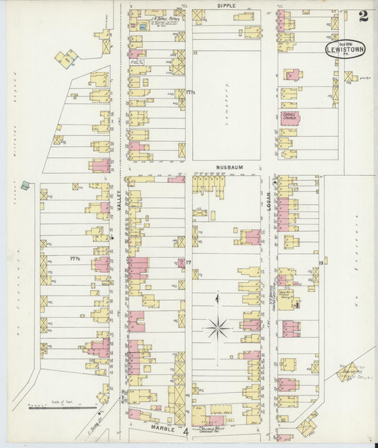 Sanborn Fire Insurance Map from Lewistown, Mifflin County, Pennsylvania (1896), Sheet #0002 - Historic Sanborn Fire Insurance Map Print, vintage old map wall art, antique decor, genealogy gift, Pennsylvania Pennsylvania map