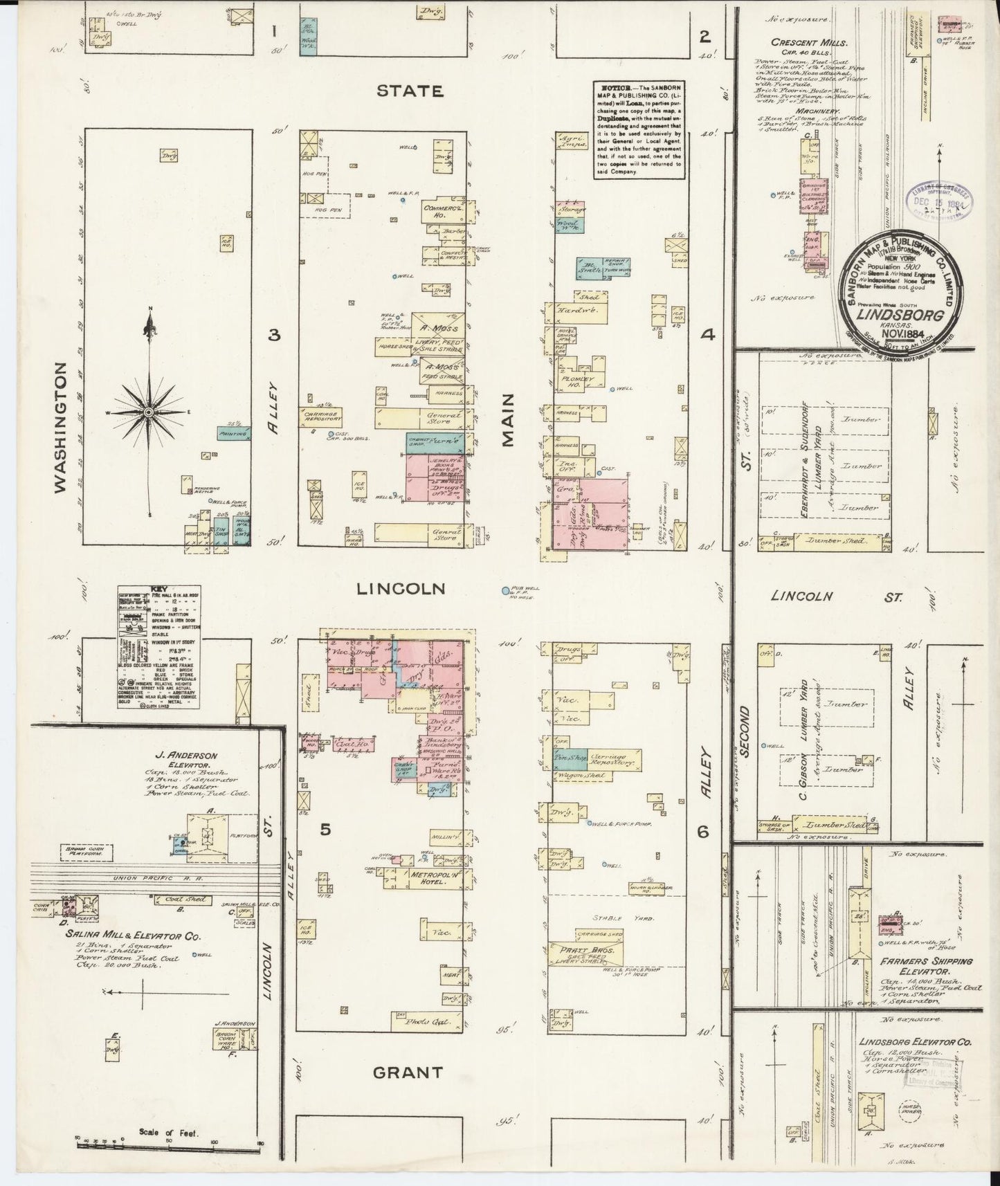 Sanborn Fire Insurance Map from Lindsborg, Mcpherson County, Kansas. (1884) – Historic Sanborn Fire Insurance Map Print