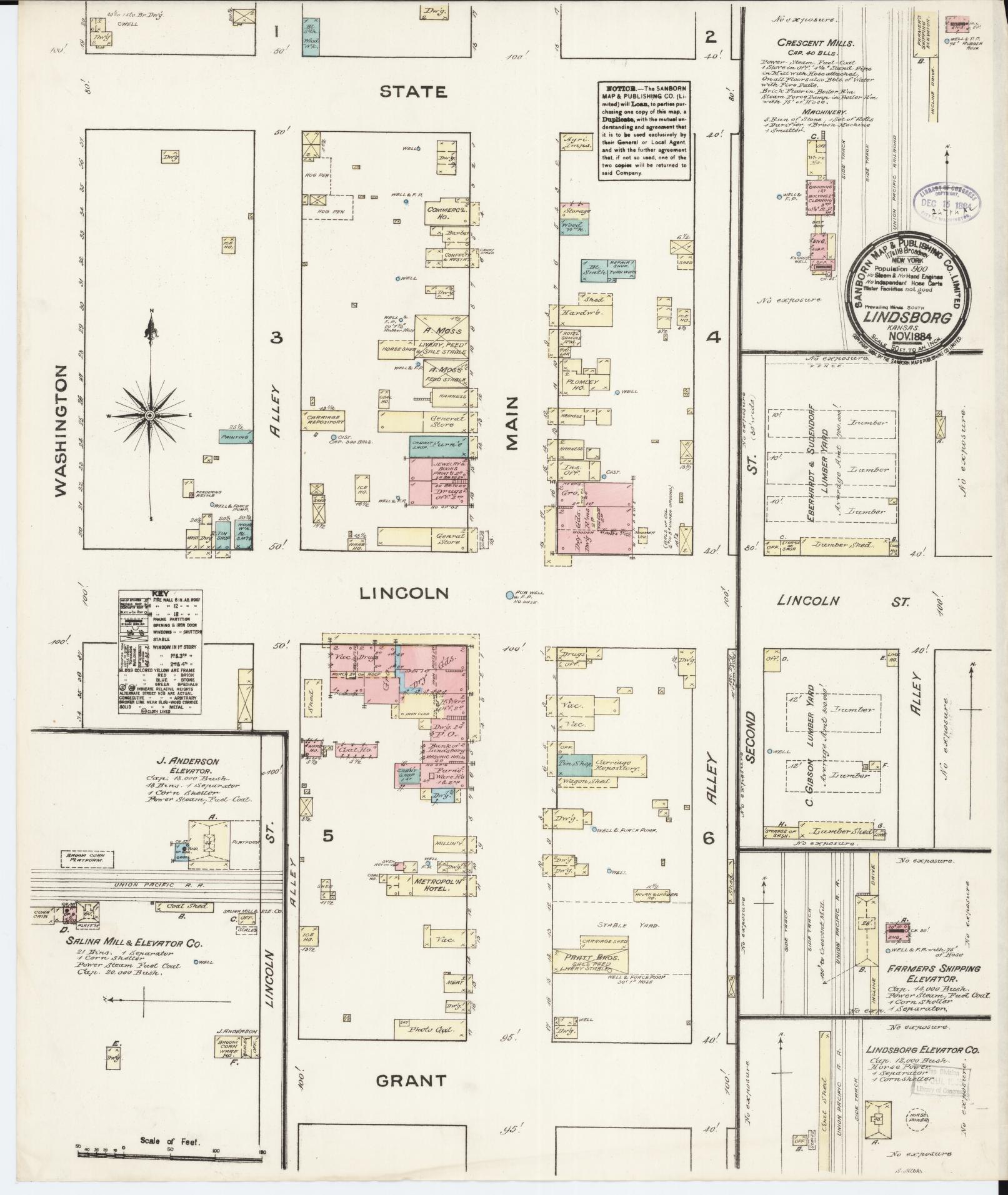 Sanborn Fire Insurance Map from Lindsborg, Mcpherson County, Kansas. (1884) – Historic Sanborn Fire Insurance Map Print