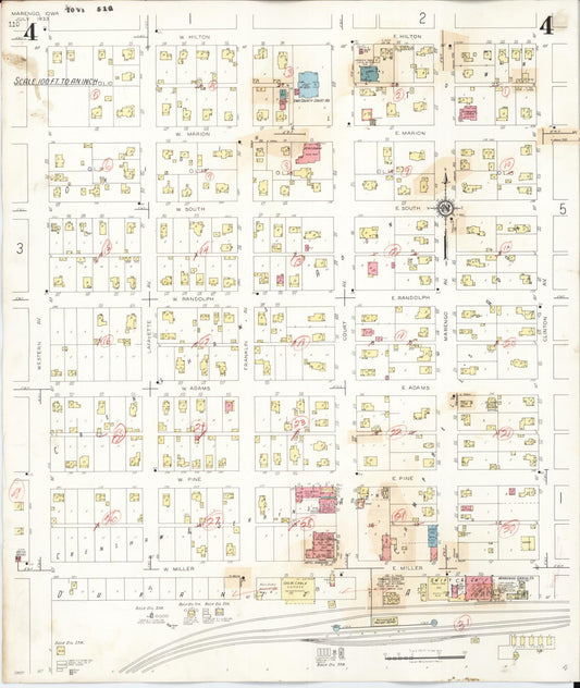 Sanborn Fire Insurance Map from Marengo, Iowa County, Iowa (1942), Sheet #0004 - Historic Sanborn Fire Insurance Map Print, vintage old map wall art