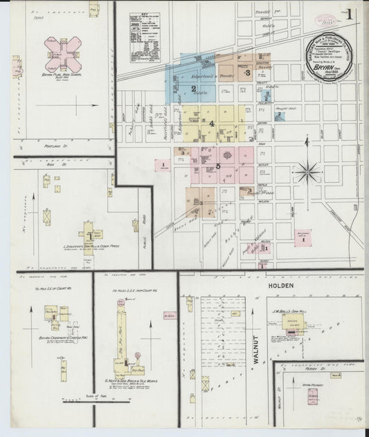 Sanborn Fire Insurance Map from Bryan, Williams County, Ohio (1888), Sheet #0001 - Historic Sanborn Fire Insurance Map Print, vintage old map wall art, antique decor, genealogy gift, Ohio Ohio map