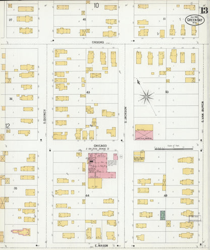 Sanborn Fire Insurance Map from Green Bay, Brown County, Wisconsin (1900), Sheet #0013 - Complete Map Set gallery image, historic Sanborn map, vintage wall art, Wisconsin Wisconsin