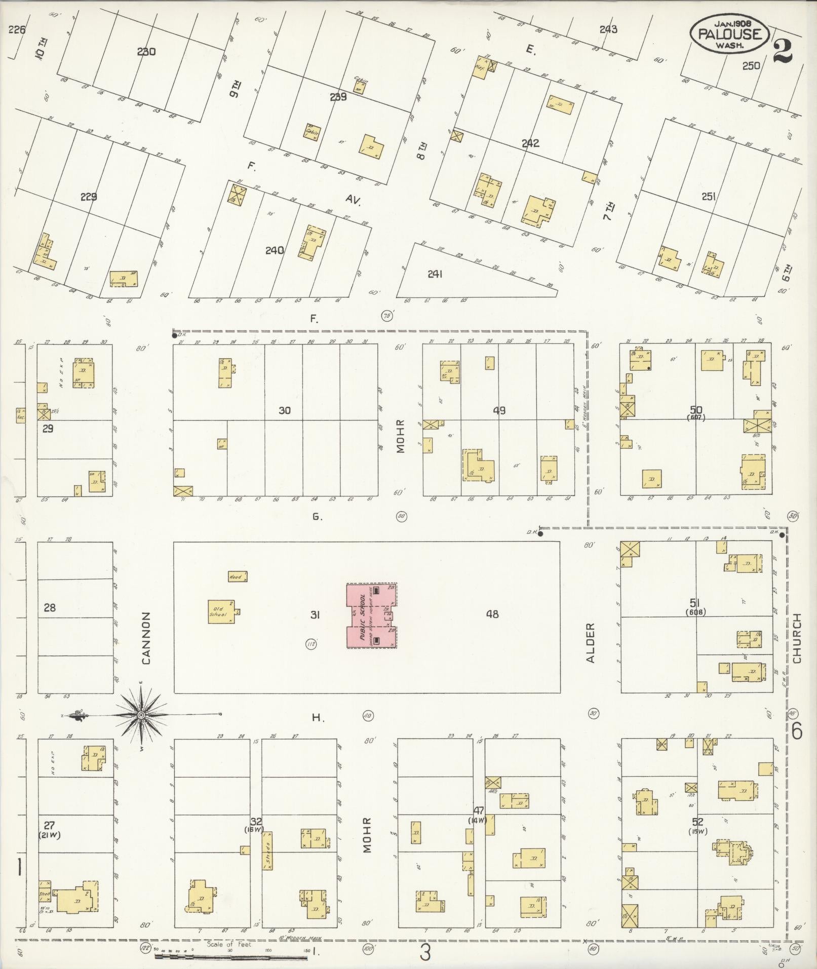 Sanborn Fire Insurance Map from Palouse City, Whitman County, Washington (1908), Sheet #0002 - Complete Map Set gallery image, historic Sanborn map, vintage wall art, Washington Washington