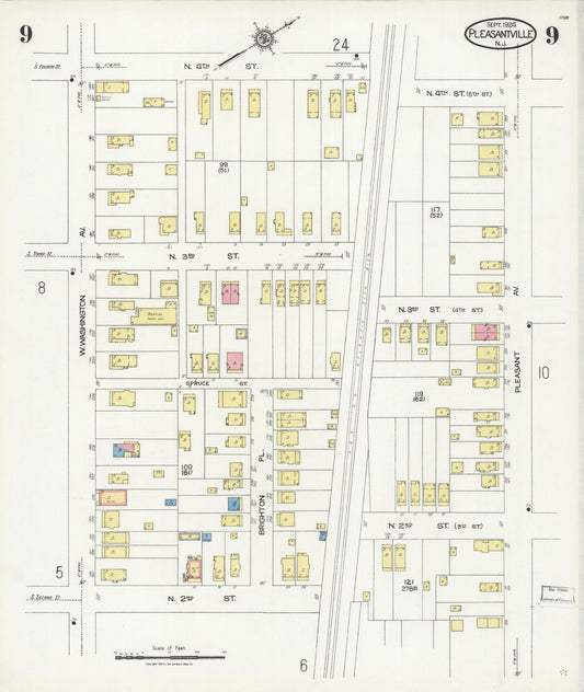 Sanborn Fire Insurance Map from Pleasantville, Atlantic County, New Jersey (1924), Sheet #0009 - Historic Sanborn Fire Insurance Map Print, vintage old map wall art, antique decor, genealogy gift, New Jersey New Jersey map