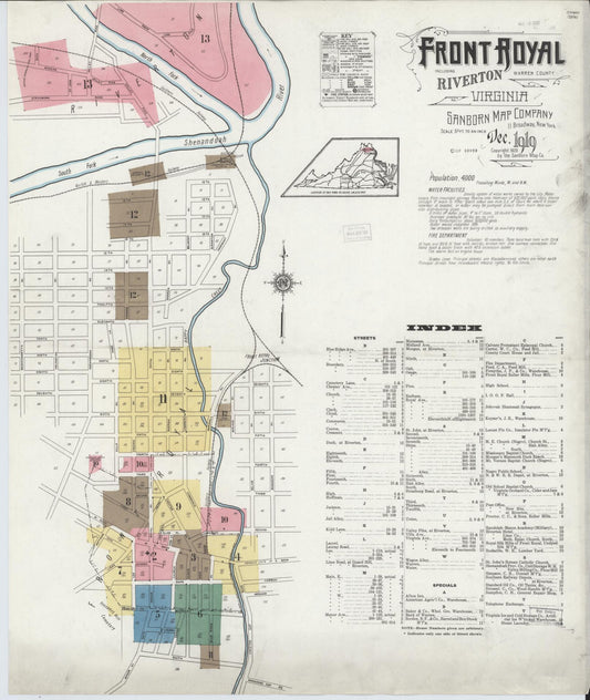 Sanborn Fire Insurance Map from Front Royal, Warren County, Virginia. (1919) – Historic Sanborn Fire Insurance Map Print