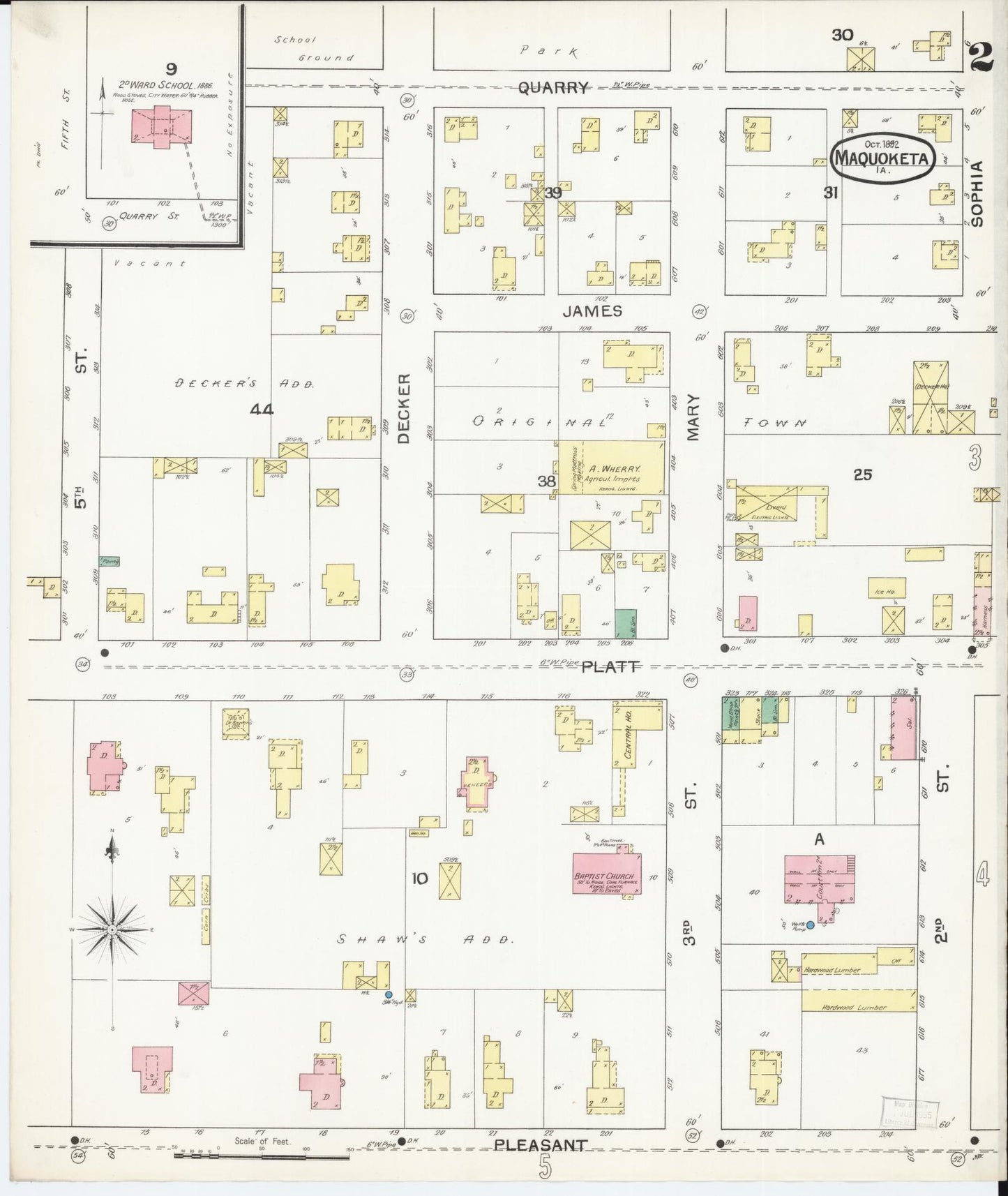 Sanborn Fire Insurance Map from Maquoketa, Jackson County, Iowa (1892), Sheet #0002 - Historic Sanborn Fire Insurance Map Print